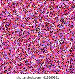 Seamless colorful vector hearts pattern. Texture for cover, paper, gift, fabric, textile. Ornament for Valentines Day.