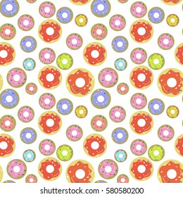 Seamless colorful vector pattern with donuts