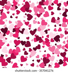 Seamless colorful vector pattern with hearts. Endless background for Valentine's Day or wedding. Great for wrapping paper, cards and textile.