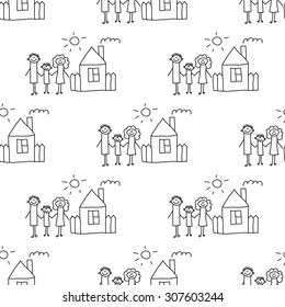 Seamless colorful vector pattern. Kids drawing style