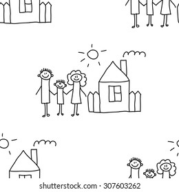 Seamless colorful vector pattern. Kids drawing style