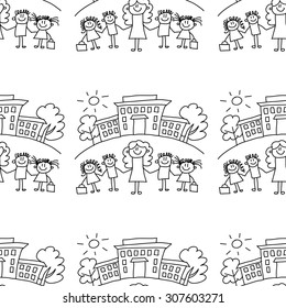 Seamless colorful vector pattern. Kids drawing style