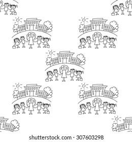 Seamless colorful vector pattern. Kids drawing style