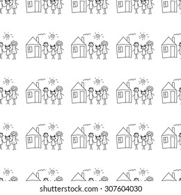 Seamless colorful vector pattern. Kids drawing style