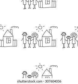 Seamless colorful vector pattern. Kids drawing style