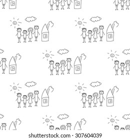 Seamless colorful vector pattern. Kids drawing style