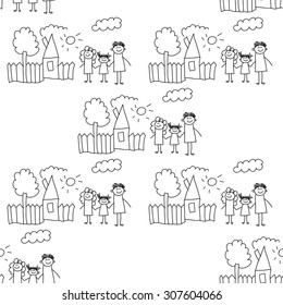 Seamless colorful vector pattern. Kids drawing style