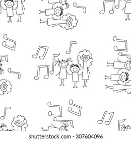 Seamless colorful vector pattern. Kids drawing style