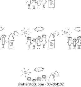 Seamless colorful vector pattern. Kids drawing style