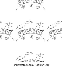 Seamless colorful vector pattern. Kids drawing style