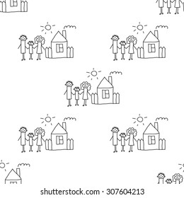 Seamless colorful vector pattern. Kids drawing style