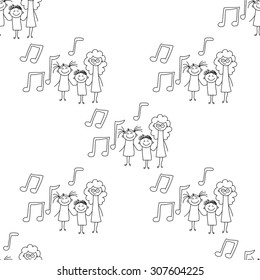 Seamless colorful vector pattern. Kids drawing style