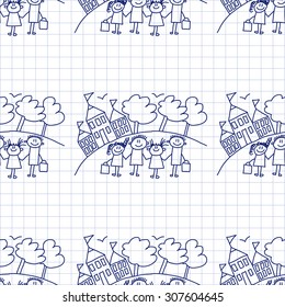 Seamless colorful vector pattern. Kids drawing style