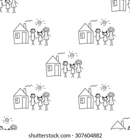 Seamless colorful vector pattern. Kids drawing style