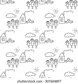 Seamless colorful vector pattern. Kids drawing style