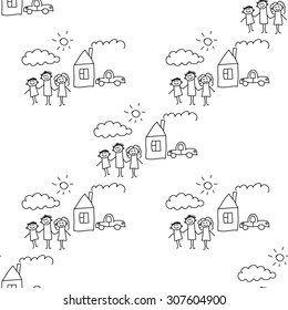 Seamless colorful vector pattern. Kids drawing style