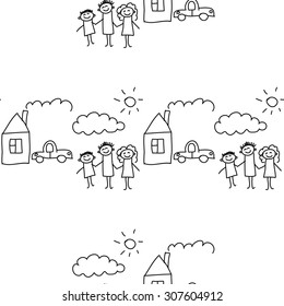 Seamless colorful vector pattern. Kids drawing style