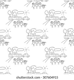 Seamless colorful vector pattern. Kids drawing style