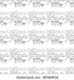 Seamless colorful vector pattern. Kids drawing style
