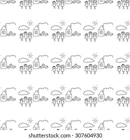 Seamless colorful vector pattern. Kids drawing style