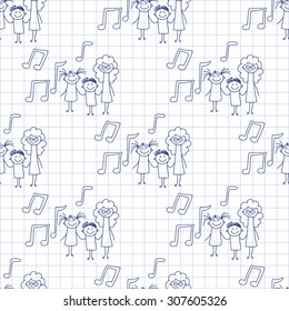 Seamless colorful vector pattern. Kids drawing style