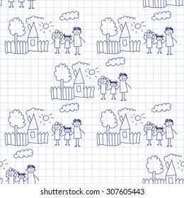 Seamless colorful vector pattern. Kids drawing style