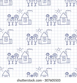 Seamless colorful vector pattern. Kids drawing style
