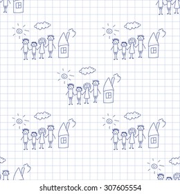 Seamless colorful vector pattern. Kids drawing style