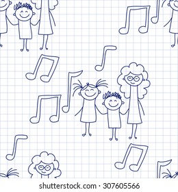 Seamless colorful vector pattern. Kids drawing style