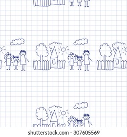 Seamless colorful vector pattern. Kids drawing style