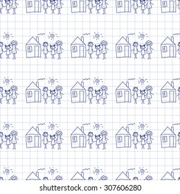 Seamless colorful vector pattern. Kids drawing style