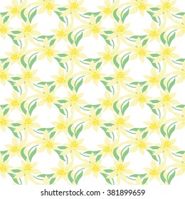 Seamless colorful vector pattern with spring flowers.Floral patten. Vector flowers pattern. Colorful floral background. Floral elements. Textile floral pattern. Spring background. Daffodil background.