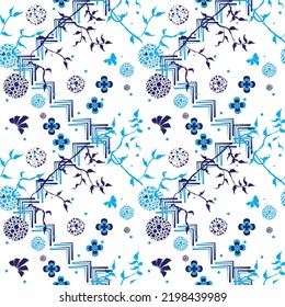 Seamless and colorful vector pattern with tile look