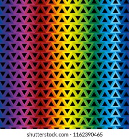 Seamless Colorful Vertical Geometric Rainbow Triangles Black Background Vector Pattern