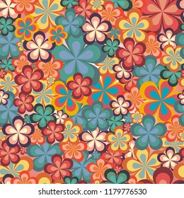 Seamless colorful vintage flowers pattern for wallpaper, background, ornament or paper print business. 