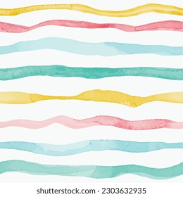 Seamless colorful watercolor stripes. Seamless pattern