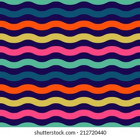 Seamless Colorful Wave Pattern. Lines.  Vector Illustration