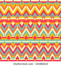 Seamless colorful zigzag vector rhombus ethnic pattern