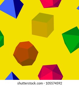 Seamless colorfull 3d vector geometric shapes pattern