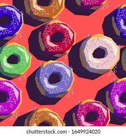 seamless colorfull pattern donuts in geometric style