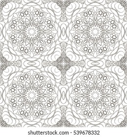 Seamless coloring Mandala pattern. Seamless ornament for your creativity