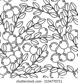 Seamless coloring page for adult. Endless botanical black and white pattern. Vector backdrop.