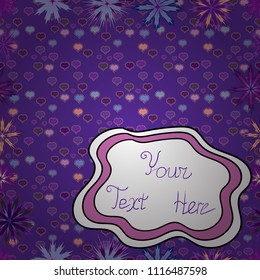 Seamless Colour Spring Theme seamless pattern Background. Flowers on purple, white and violet colors. Flat Flower Elements Design. Cute flower vector pattern.