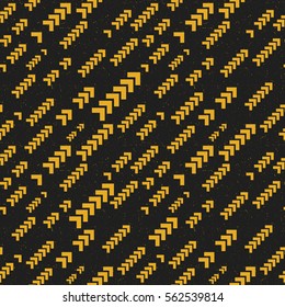 Seamless coloured decorative grunge pattern. Arrows on dark background. Vector illustration