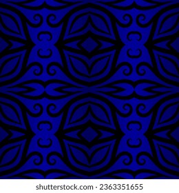 Seamless colourful batik ethnic dayak borneo pattern with luxurious line art for garment or textile 