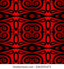 Seamless colourful batik ethnic dayak borneo pattern with luxurious line art for garment or textile 