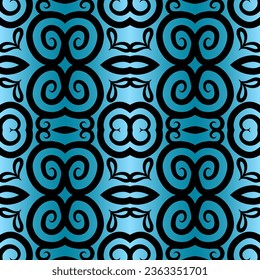 Seamless colourful batik ethnic dayak borneo pattern with luxurious line art for garment or textile 