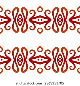 Seamless colourful batik ethnic dayak borneo pattern with luxurious line art for garment or textile 