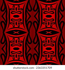 Seamless colourful batik ethnic dayak borneo pattern with luxurious line art for garment or textile 