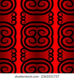 Seamless colourful batik ethnic dayak borneo pattern with luxurious line art for garment or textile 